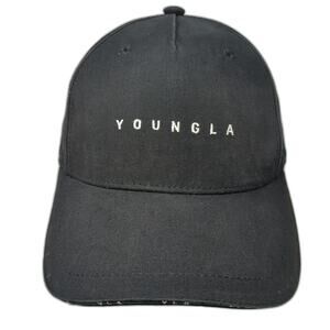 YoungLA 5 Panel Black One Size Snapback Cotton Embroidered Logo Gym Athletic Hat